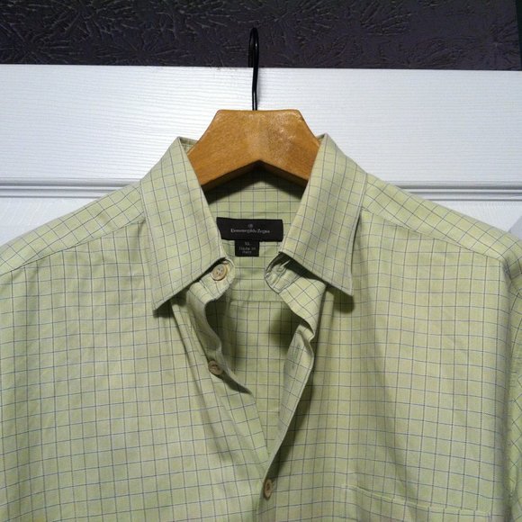 ERMENEGILDO ZEGNA MEN'S PRE-OWNED 100%COTTON CASUAL SHIRTSIZE: XL